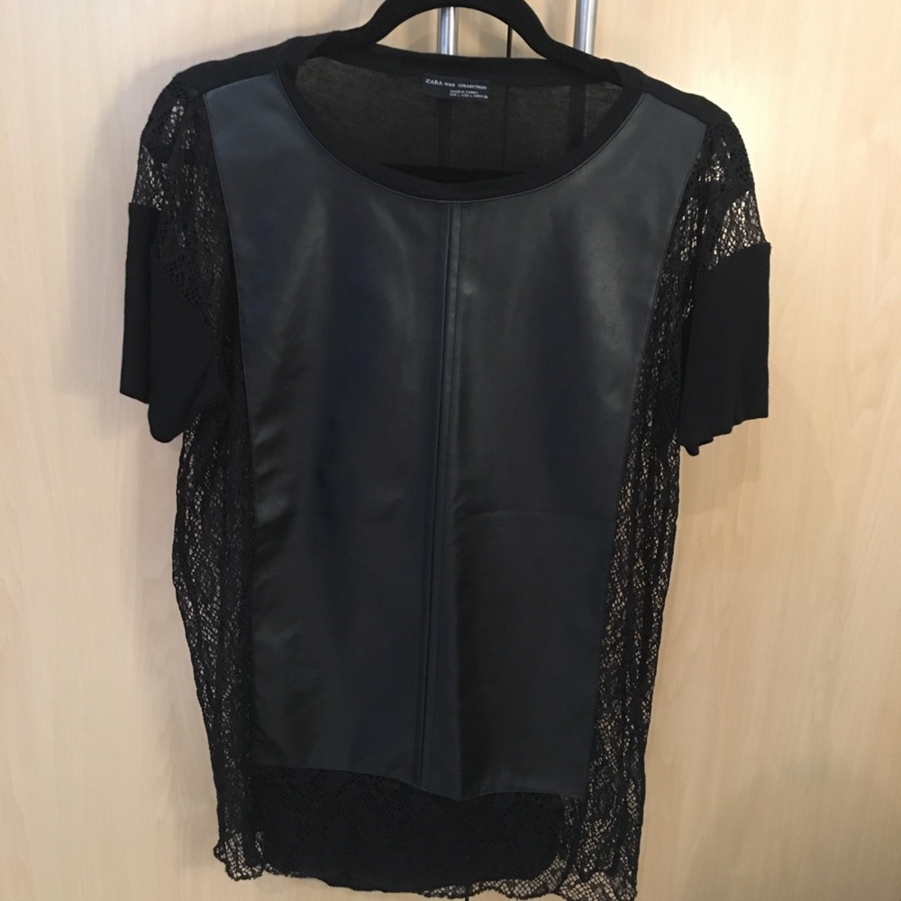 Zara pleather front top, size L